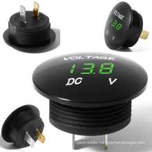 DC 12V-24V Red Waterproof LED Digital Display Voltmeter Socket for Vehicle Motorcycle Car Round Panel Voltage Meter Gauge Tester